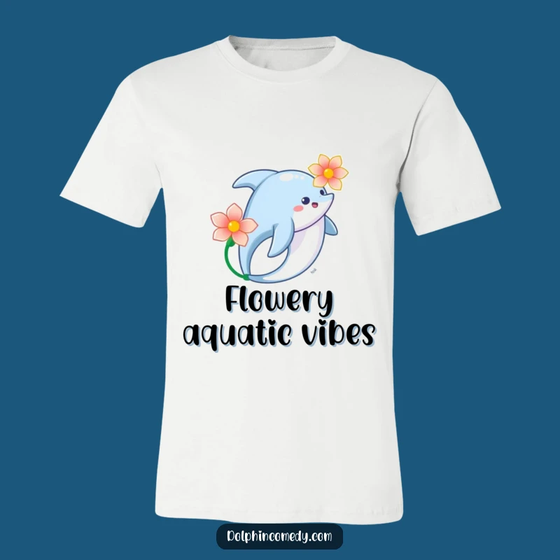 Elegant Dolphin Flower T-Shirt: Ocean Grace, Artistic and Funny Gift