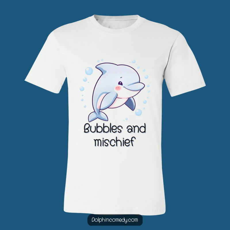 Funny Mischievous Dolphin Bubble T-Shirt - Quirky Humorous Ocean Apparel