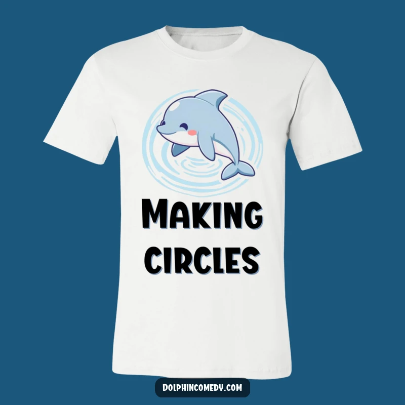 Funny Playful Dolphin T-Shirt - Swimming Circles Ripple Tee