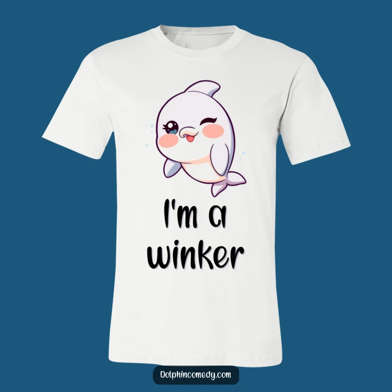 Funny Winking Dolphin T-Shirt - Rosy Cheeks Tee, Playful Humorous Gift