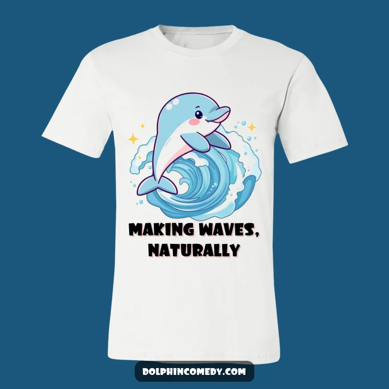 Funny Joyful Dolphin T-Shirt - Leaping Sparkling Wave Tee