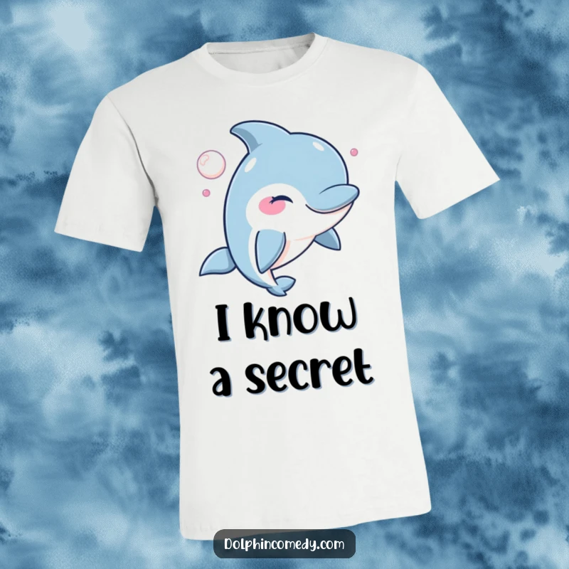 Witty Dolphin T-Shirt featuring a winking dolphin blowing a bubble, a fun and humorous graphic tee.