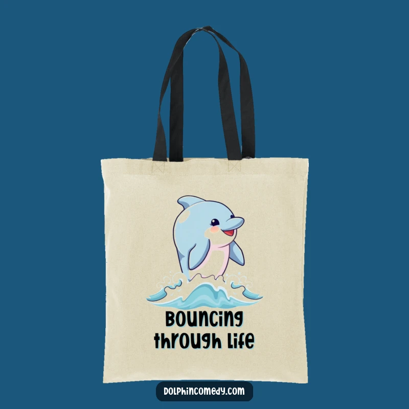Funny Joyful Dolphin Breach Tote Bag: Carry Happiness, Ideal Gift for Givers