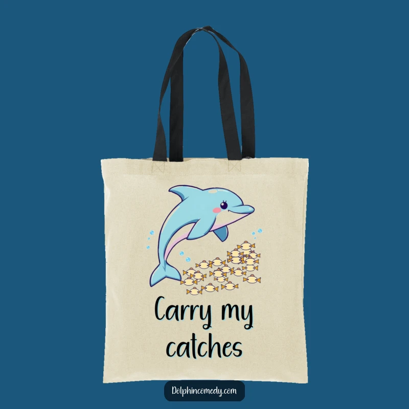 Funny Dolphin Fish Chase Tote Bag: Carry Playfulness, Hilarious Bag, Great Gift