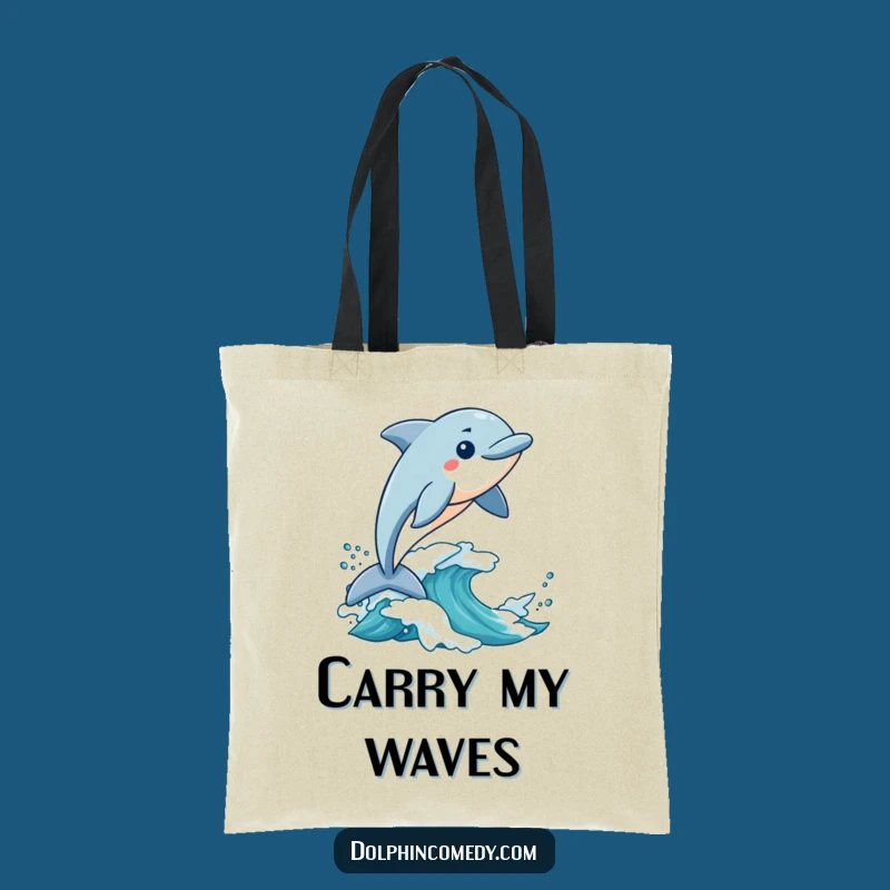 Funny Surfing Dolphin Tote Bag: Carry Excitement, Hilarious Beach Bag, Great Gift