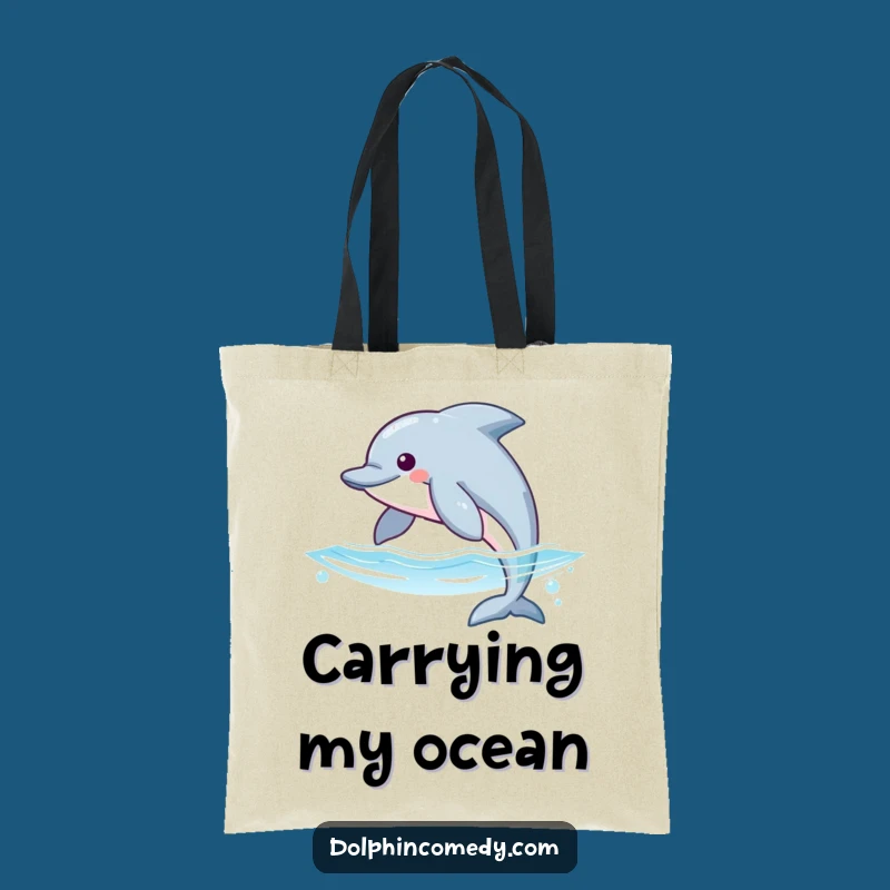 Funny Dolphin Glide Tote Bag: Spacious Ocean Companion, Ideal Gift for Shoppers
