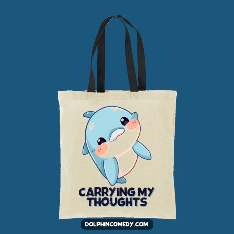 Funny Curious Dolphin Tote Bag: Head Bobbing Style, Carry Your Curiosity