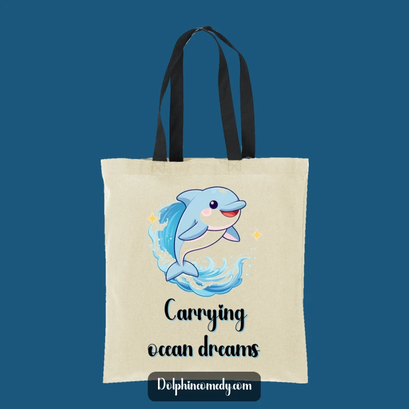 Funny Dolphin Beach Tote Bag: Joyful Wave Leaper, Practical Funny Gift