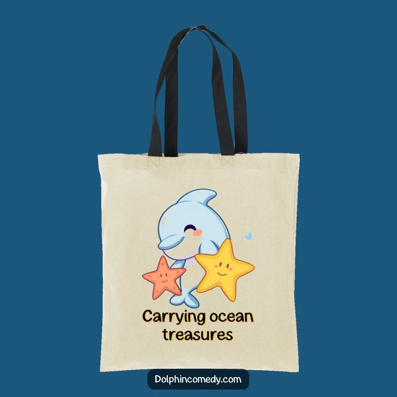 Funny Dolphin Starfish Tote Bag - Joyful Ocean Accessory