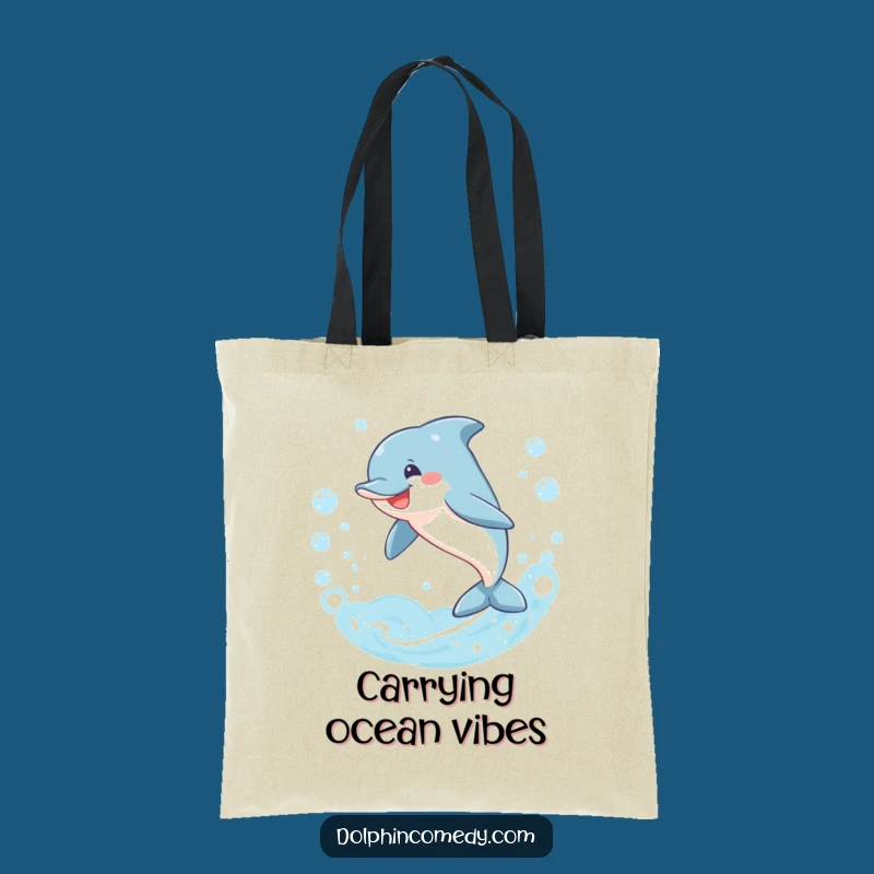 Funny Dolphin Bubbles Tote Bag - Hilarious Ocean Lover Accessory