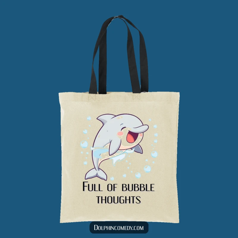 Funny Delighted Dolphin Tote Bag: Carry Your Bubbles of Joy Anywhere