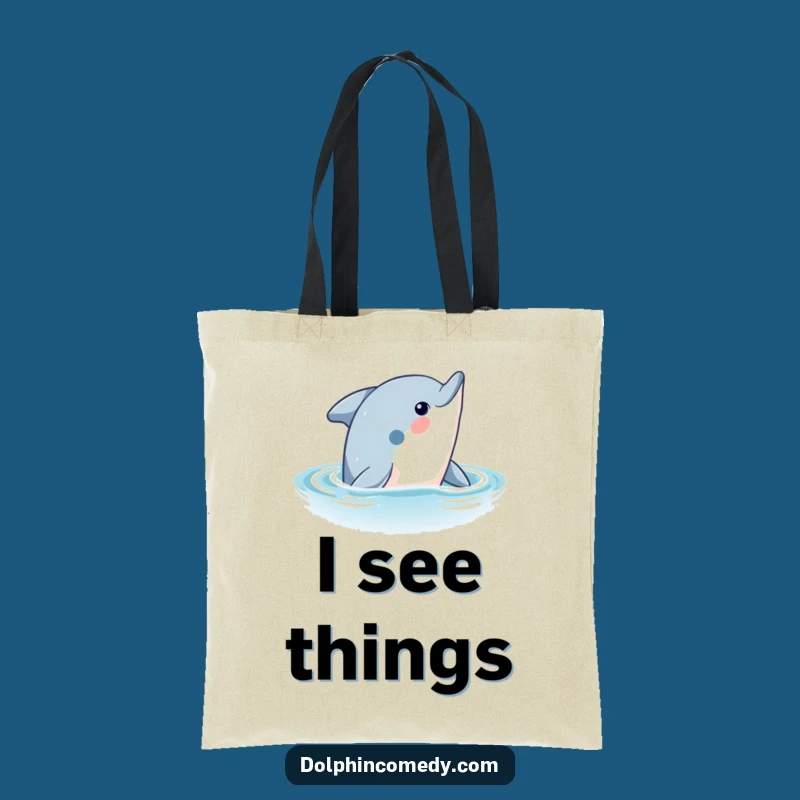 Funny Curious Dolphin Tote Bag: Carry Ocean Wonders, Your Perfect Funny Gift
