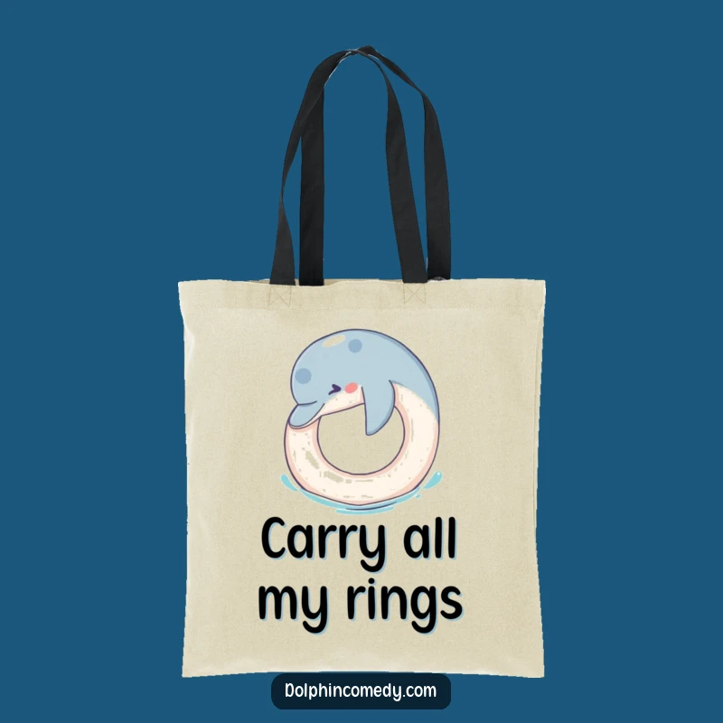Funny Dolphin Ring Toss Tote Bag: Carry Your Laughs with this Hilarious Beach Bag
