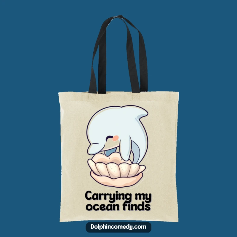 Funny Dolphin Seashell Tote Bag: Eco-Friendly and Hilarious Marine Accessory
