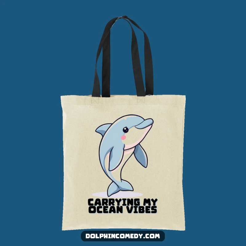 Funny Dolphin Tote Bag: Carry Your Gear with Alert Ocean Spirit