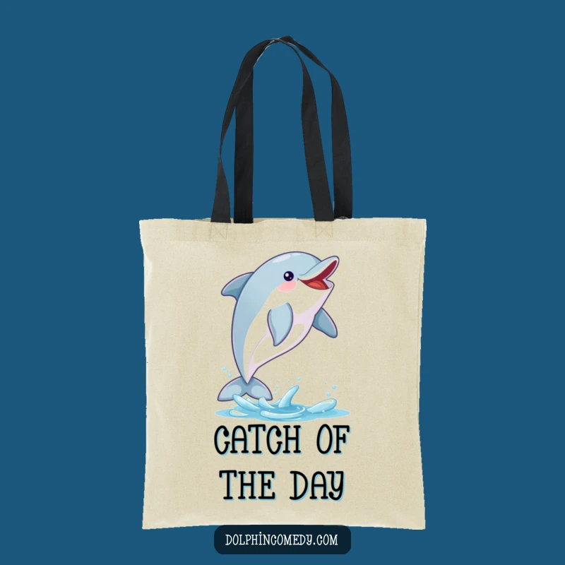 Funny Excited Dolphin Tote Bag: Carry the Excitement, Your Perfect Funny Gift