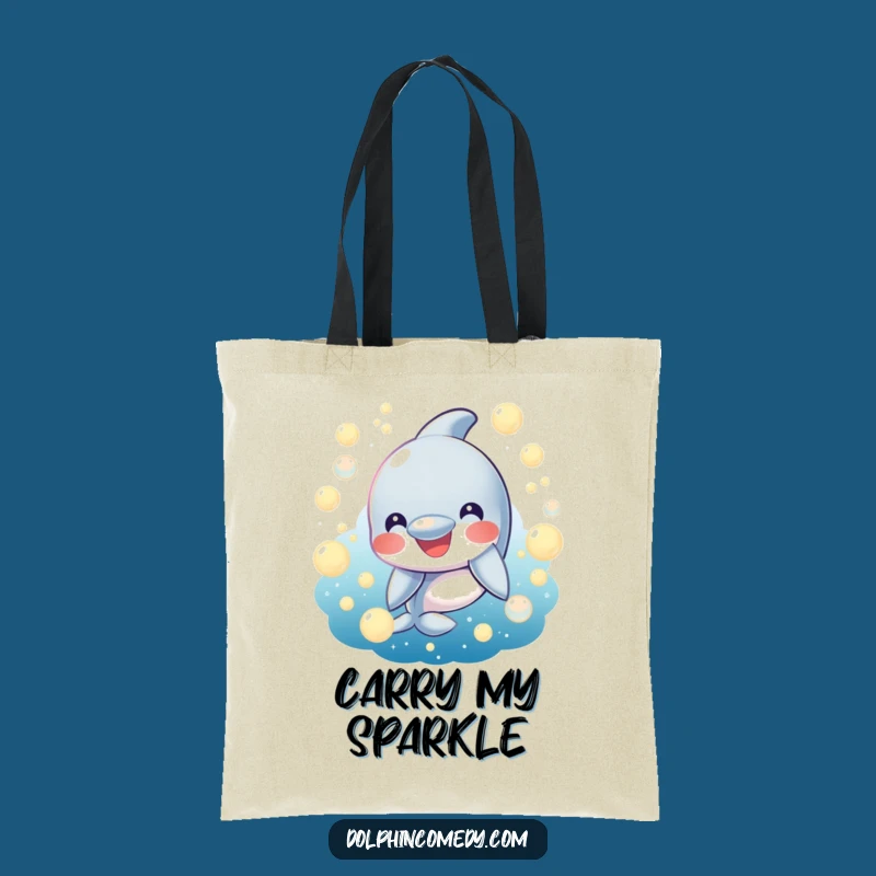 Funny Happy Dolphin Tote Bag: Carry Your Joyful Bubbles