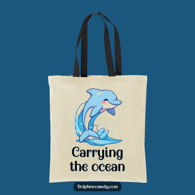 Funny Happy Dolphin Wave Tote Bag: Carry Ocean Joy Everywhere