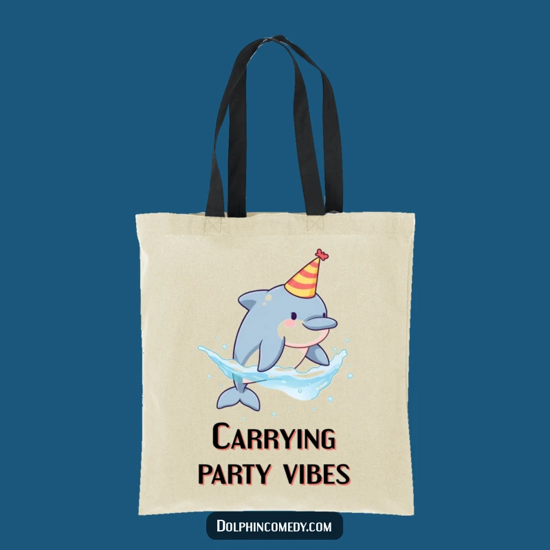 Funny Party Dolphin Tote Bag - Stylish Bag with Festive Dolphin Art, Ideal Gift