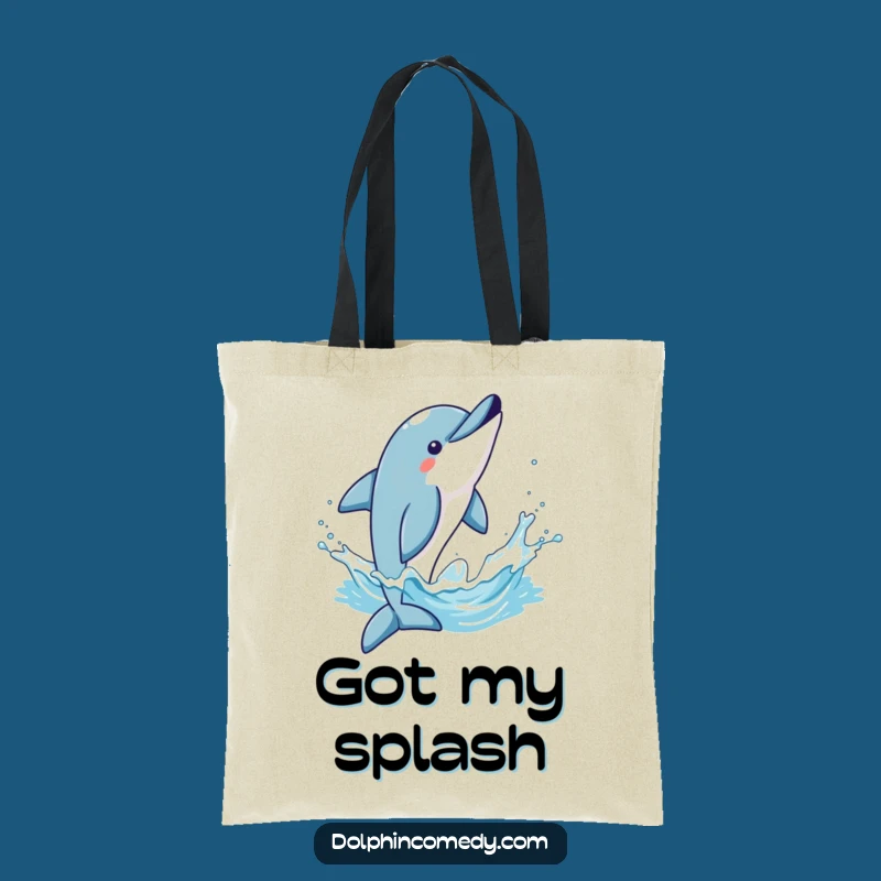 Funny Triumphant Dolphin Flip Tote Bag - Humorous Ocean Carryall