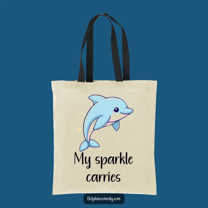 Funny Sparkling Dolphin Tote Bag: Carry Magic, Whimsical Style, Great Funny Gift