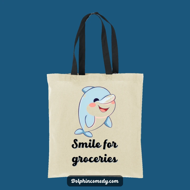 Funny Friendly Dolphin Tote Bag - Wide Smile Carryall