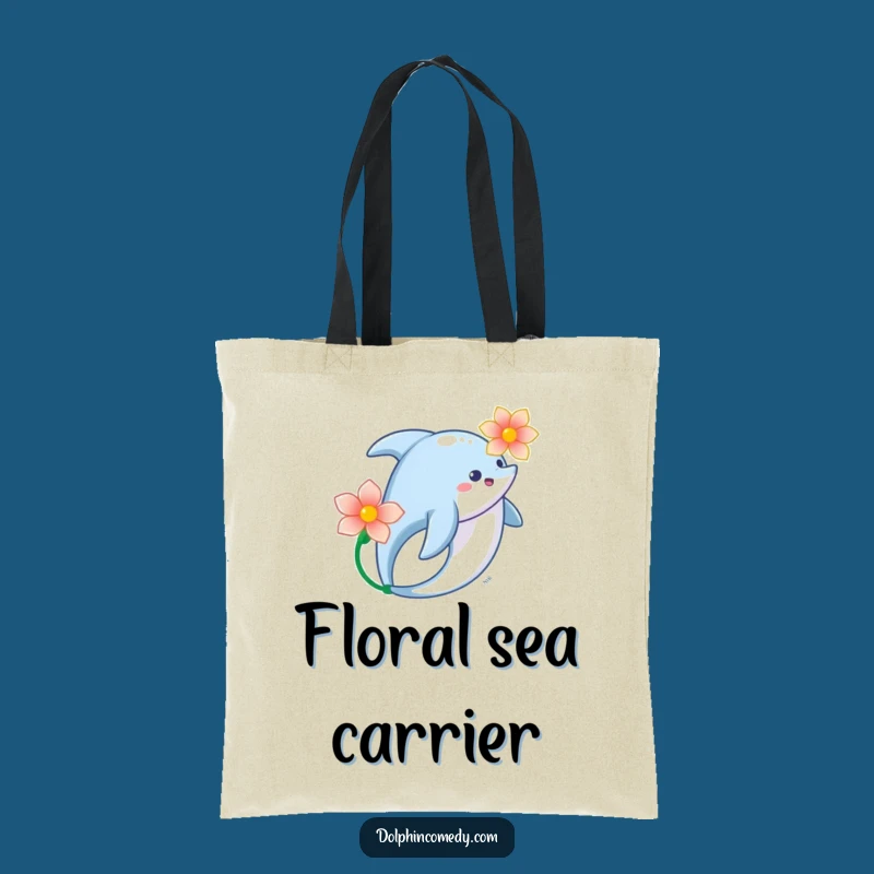 Stylish Dolphin Flower Tote Bag: Carry Art, Ocean Inspired, Funny Gift